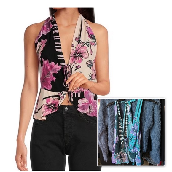 NWT✨️ FREE PEOPLE ✨️ Hot Tropics Floral Print Cinched Halter - Picture 4 of 8